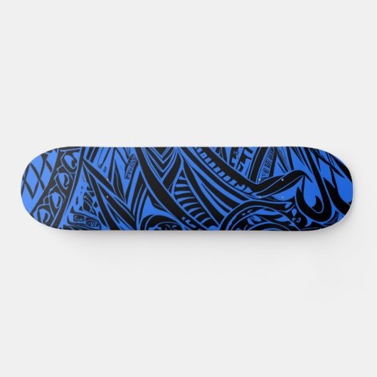 Schwarz-Blau-Stämme Abstrakt Skateboard (Horizontal)