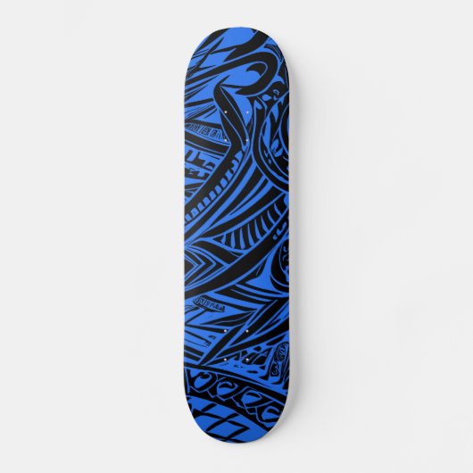Schwarz-Blau-Stämme Abstrakt Skateboard (Vorderseite)