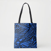 Schwarz-Blau-Stämme Abstrakt Tasche (Vorderseite)