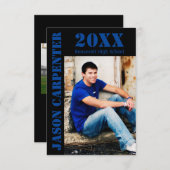 Schwarz/Blau-Stift - 3 x 5 Grad-Ankündigung Einladung (Vorne/Hinten)