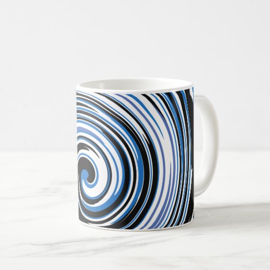 Schwarz-Blau-Swirt-Tasse Kaffeetasse (VorderseiteRechts)