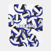 Schwarz-Blau-Team Farben Volleballs Girls Sport Fleecedecke (Vorderseite)