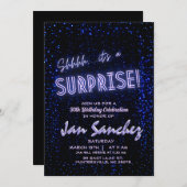 Schwarz-Blau-Überraschungseinladung mit QR-Code Einladung (Vorne/Hinten)