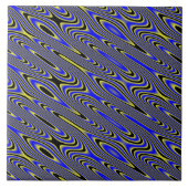 Schwarz-Blau-und Gelb-Wirble Zunge Fliese (Vorderseite)