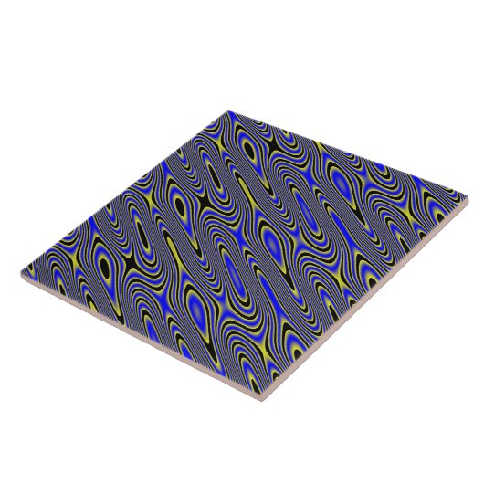 Schwarz-Blau-und Gelb-Wirble Zunge Fliese (Seite)