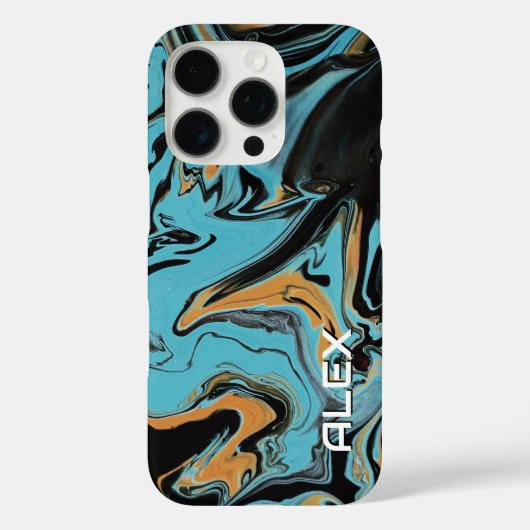 Schwarz, Blau und Orange Paint Swirl Case-Mate iPhone Hülle (Rückseite)