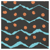 Schwarz-, Blau- und Orangenmuster Stoff (Nahaufnahme)