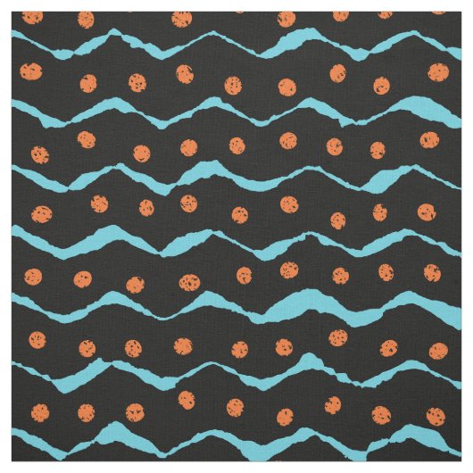 Schwarz-, Blau- und Orangenmuster Stoff (Muster)