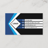 Schwarz, Blau und Weiß Beruflich Moderne Visitenkarte (Rückseite)