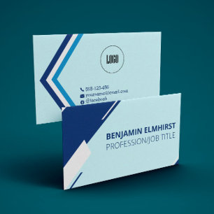 Schwarz, Blau und weiße Linie Professional Modern Visitenkarte
