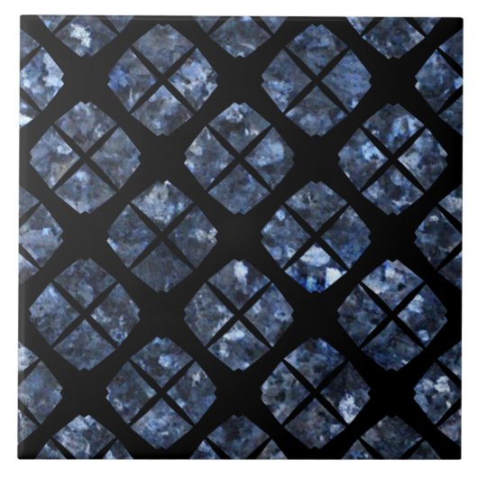Schwarz-Blau Urban Modern Diamond Pattern Fliese (Vorderseite)