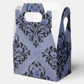 Schwarz/Blau Vintag Grunge Floral Damask Geschenkschachtel (Geöffnet)