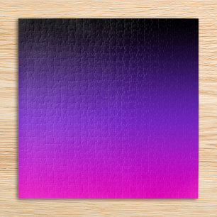 Schwarz Blau Violett und Neonrosa Ombre Puzzle