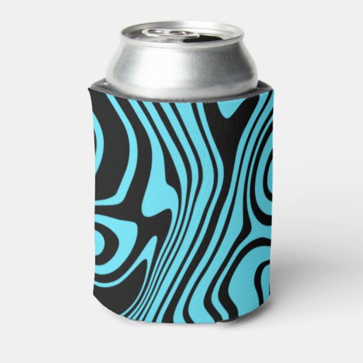 Schwarz Blau Wavy Streifen kann färben oder Farbe Dosenkühler (Kanne Rückseite)