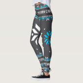 Schwarz/Blau Weihnachtsschneeflocke Leggings (Links)