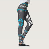 Schwarz/Blau Weihnachtsschneeflocke Leggings (Rechts)