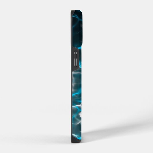 Schwarz, blau-weiß Blitzwasser Reflektion iPhone Hülle (Rechte Seite)