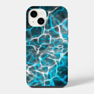 Schwarz, Blau Weiße Blitzwasserreflexion    iPhone 14 Hülle