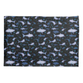 Schwarz-Blau-Wiederholungsmotiv | Shark Pattern Kissenbezug (Rückseite)