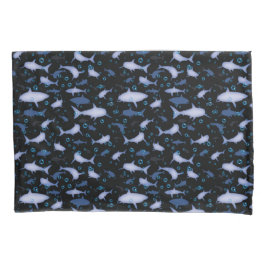 Schwarz-Blau-Wiederholungsmotiv | Shark Pattern Kissenbezug
