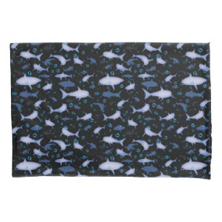 Schwarz-Blau-Wiederholungsmotiv | Shark Pattern Kissenbezug