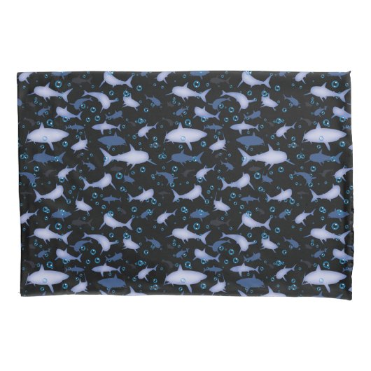 Schwarz-Blau-Wiederholungsmotiv | Shark Pattern Kissenbezug (Vorderseite)