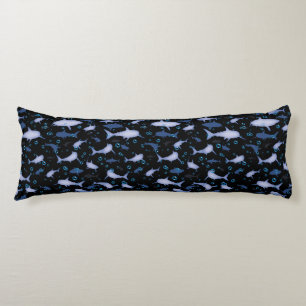 Schwarz-Blau-Wiederholungsmotiv   Shark Pattern Seitenschläferkissen