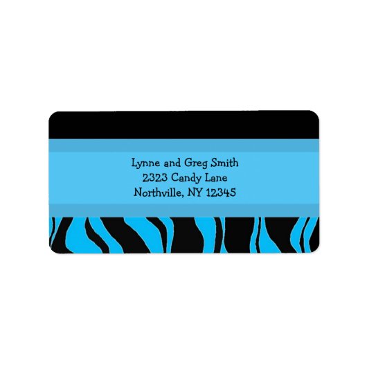 Schwarz-Blau-Zebramuster Adressaufkleber (Vorne)