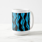 Schwarz-Blau-Zebrastreifen Kaffeetasse (VorderseiteRechts)