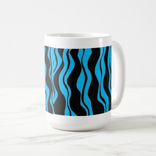 Schwarz-Blau-Zebrastreifen Kaffeetasse (VorderseiteRechts)