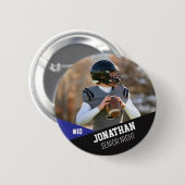 Schwarz Blaue Fußball-Taste Senior Night Team Kind Button (Vorne & Hinten)