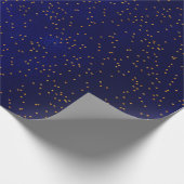 Schwarz-blaue goldene Konfetti-Punkte Geschenkpapier (Ecke)