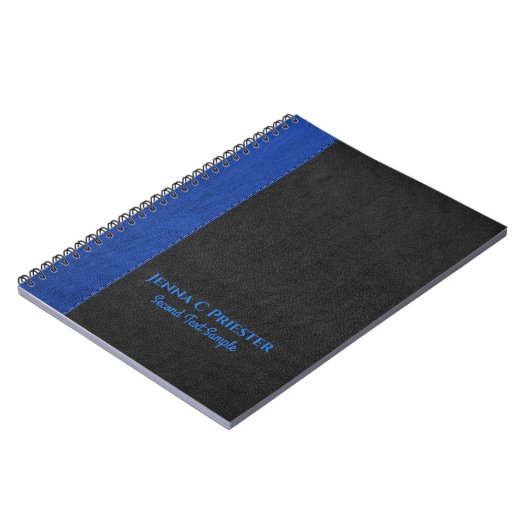 Schwarz-blaue Imitate Leder Textur-Notebook Notizblock (Linke Seite)
