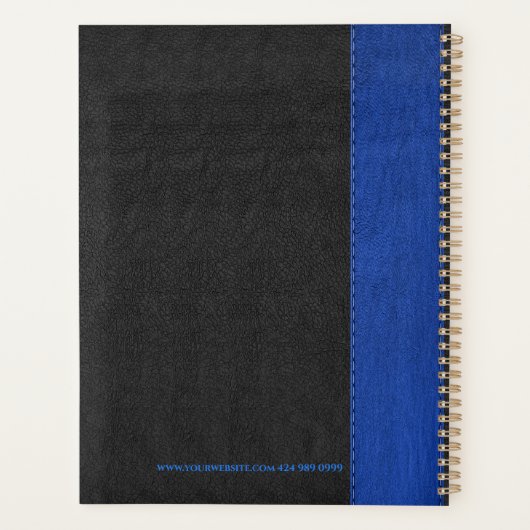 Schwarz-blaue Imitate Leder Textur-Notebook Planer (Rückseite)