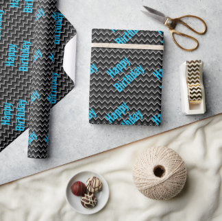 Schwarz-blaue Jungen-Geburtstags-Geschenkverpackun Geschenkpapier