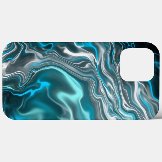 Schwarz-blaue Marmorflüssigkeit Kunst Case-Mate iPhone Hülle (Rückseite (Horizontal))
