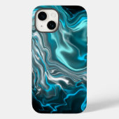 Schwarz-blaue Marmorflüssigkeit Kunst Case-Mate iPhone Hülle (Rückseite)