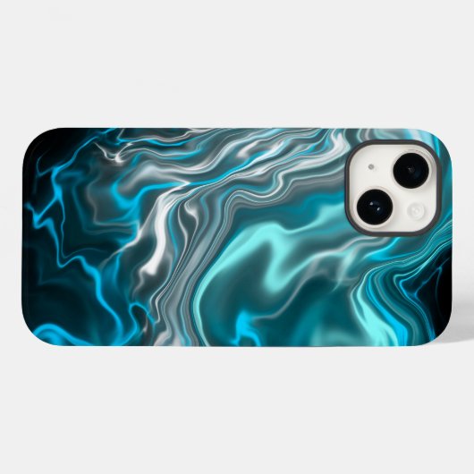 Schwarz-blaue Marmorflüssigkeit Kunst Case-Mate iPhone Hülle (Rückseite (Horizontal))