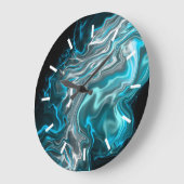 Schwarz-blaue Marmorflüssigkeit Kunst Große Wanduhr (Winkel)