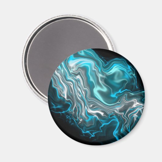 Schwarz-blaue Marmorflüssigkeit Kunst Magnet (Vorderseite/Rückseite)