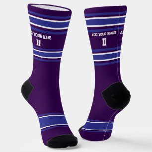 Schwarz-blaue Sporttrikot-Socken - Name Nummer Socken