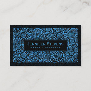 Schwarz-blaue Vintage-Paisley Visitenkarte