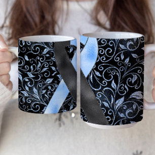 Schwarz Blaues Bewusstseins-Schleifen-Tassendesign Kaffeetasse
