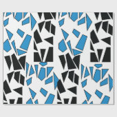 Schwarz Blaues Bleiglasmuster Geschenkpapier (Flach)