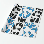Schwarz Blaues Bleiglasmuster Geschenkpapier (Ungerollt)