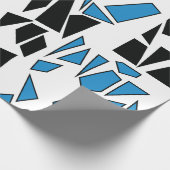 Schwarz Blaues Bleiglasmuster Geschenkpapier (Ecke)