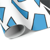 Schwarz Blaues Bleiglasmuster Geschenkpapier (Rolleneckpunkt)