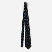 Schwarz-blaues E-Gitarrenmuster Krawatte (Rückseite)