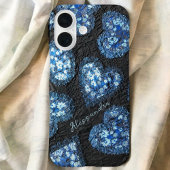 Schwarz-blaues Monogramm-Herz Case-Mate iPhone Hülle