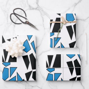 Schwarz Blaues Verbundglas-Muster Geschenkpapier Set